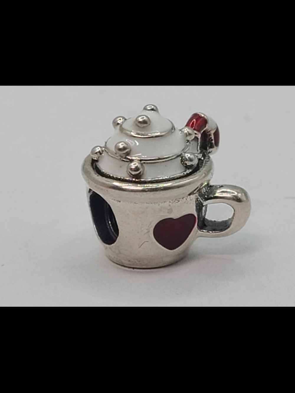 Authentic Pandora Christmas Hot Chocolate Charm Red Enamel Heart